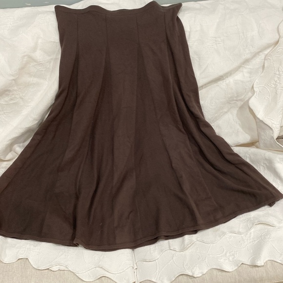 J. Jill skirt size L five be knit brown flare 70% cotton elastic waist - Picture 2 of 10